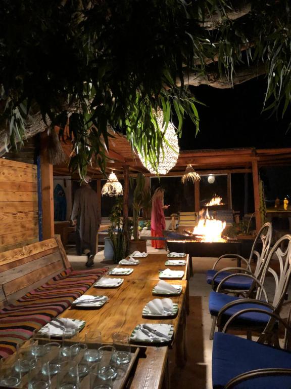 Warm sunset room details and calm coastal atmosphere in Morocco